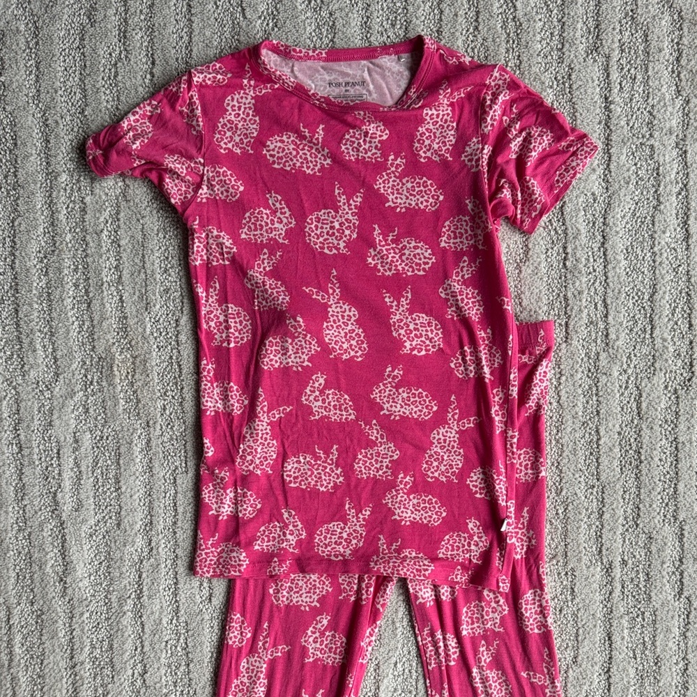 Posh Peanut Pink leopard Bunny Easter Print Pajama size 8